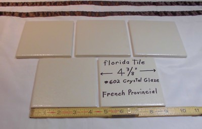 5 pcs. *Beige - Off White* Ceramic Tiles  4-3/8'' Crystal Glazed by Florida Co.  
