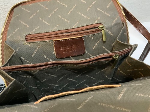 Zaino Vera Pelle Made in Italy Pelle Marrone Tasca Anteriore Cinghie Regolabili - Foto 8 di 11