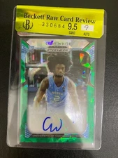 2019-20 Prizm Draft Pick Green Cracked Ice Auto 08/18 RC Coby White #66 BGS9.5
