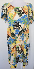 Hawaiian Reserve Collection Women’s XL Floral Palm Tree Ukelele Rayon Midi Dress
