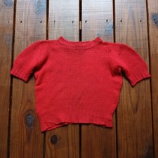 True vintage antique 1930's 30's baby toddler little girls red knit sweater