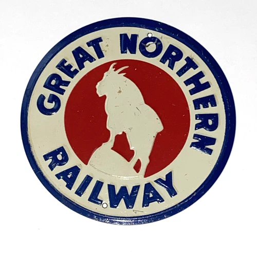 Great Northern Railway RR Post Cereal Tin Sign Train Metal Vintage 1950’s