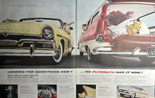 1956 Plymouth Automobiles Belvedere Convertible Sport Suburban Vintage Print Ad