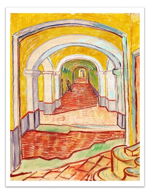Vincent Van Gogh CORRIDOR IN THE ASYLUM (1889) Painting Art Print/Poster 22x17''