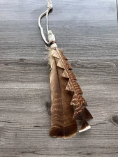 Native American feather hair tie regalia pow wow turkey feather hair tie 
