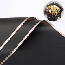 40 Sheets Gold-Edged Floral Wrapping Paper Waterproof Flower Bouquet Packagin...