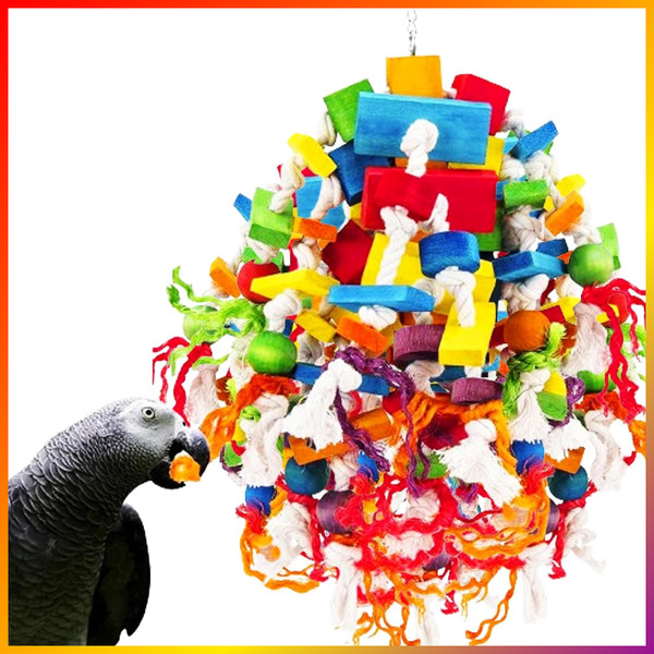Vogelspielzeug FüR Papageien Holzspielzeug Bunt 100% Natur FüR GroßE VöGel-image