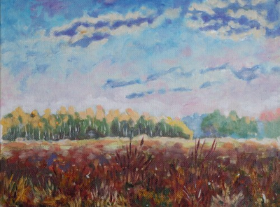 #ad #ad oil on canvas painting Hand made 7quot;x9quot; autumn rural landscape country view $9.00