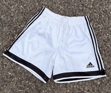 Men Vintage Adidas Y2K Futbol Soccer Shorts Silky Glanz Shiny White Nylon Medium
