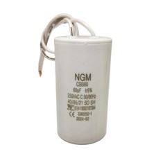 60UF MFD CBB60 Motor Run Capacitor 250VAC Volts Round Cylinder 2 Wires,...