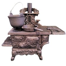 Antique Crescent Wrought Iron Stove Replica Vintage Toy Rustic Collectible 2