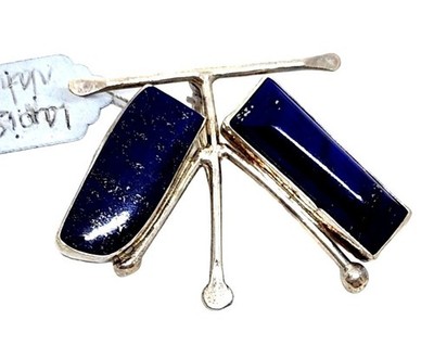 Pendant Purple Lapis Lazuli 925 gr  11.7 Gr  2 side stones 25mm x 10mm Loop 20mm
