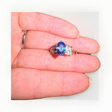 18ct Yellow Gold Oval Blue Sapphire Ring Prong Set Size N 2mm Band