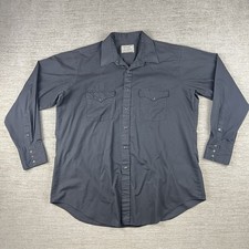 Vintage H bar C Western Pearl Snap Shirt Men's Size L/XL Black Cowboy Rodeo