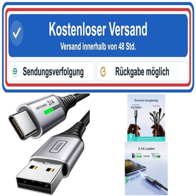 INIU USB C Cable 1m Type C 3.1A Fast Charging Lead USB A to USB C Charging Lead