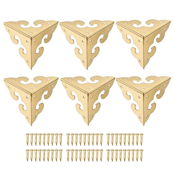6Stk.30X30X30Mm Metallbox Eckenschutz Kantenschutz Messing Farbton-image