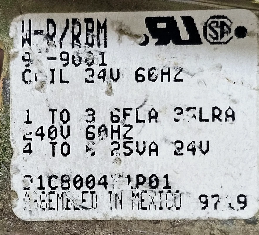 White Rodgers | W-R/RBM 9-9001 | Relay | 24V 60Hz Coil - Image 3 of 4