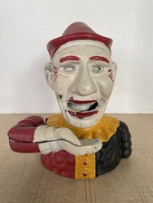 Vintage Cast Iron Clown / Jester Mechanical Bank - Reproduction Coin Bank