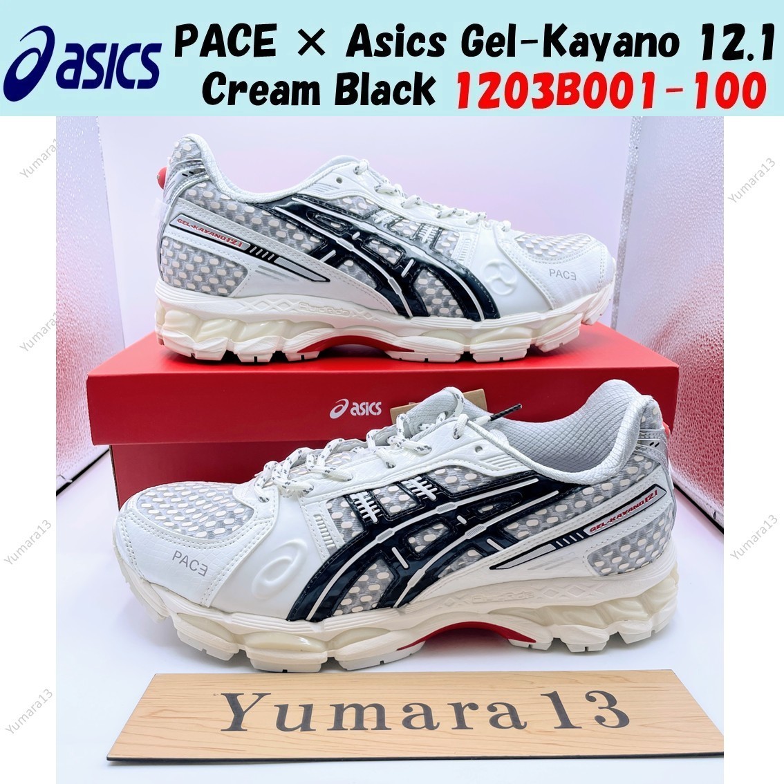 PACE × Asics Gel-Kayano 12.1 Cream Black 1203B001-100 Men's Size