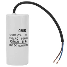 CBB60 Motor Run Capacitor, 250V AC 120Uf with Wire Lead for Air Compressor, HVAC