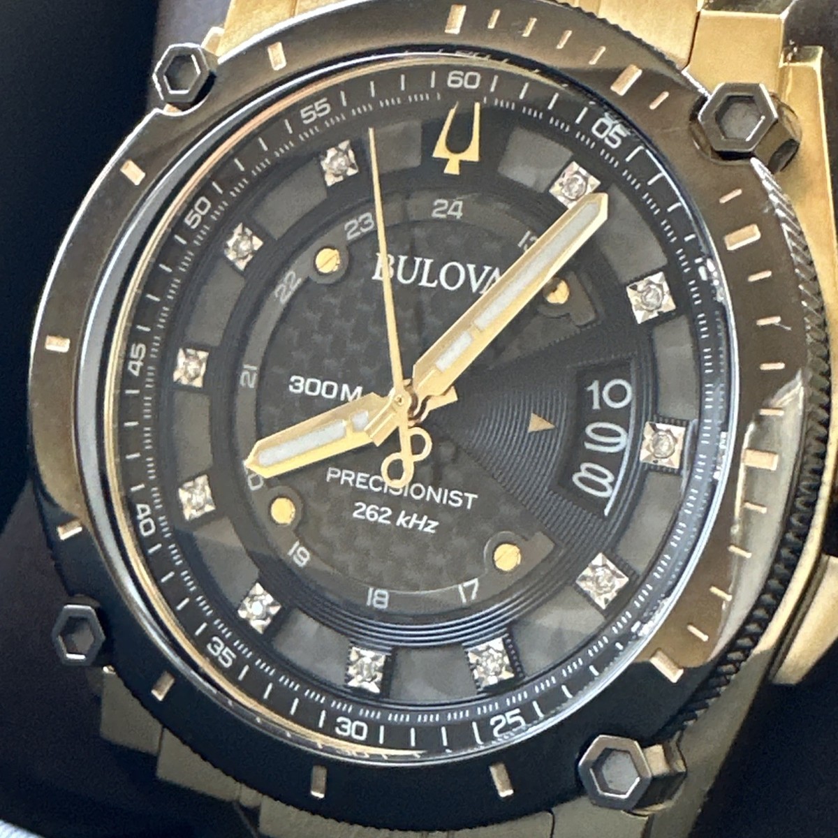 Bulova Men's Precisionist Diamond Accents Quartz Gold Tone 46MM