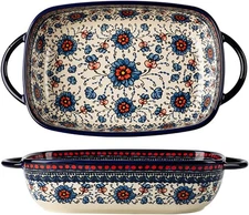 Vintage Ceramic Casserole Dish, 60 OZ, Oven Safe with Handles