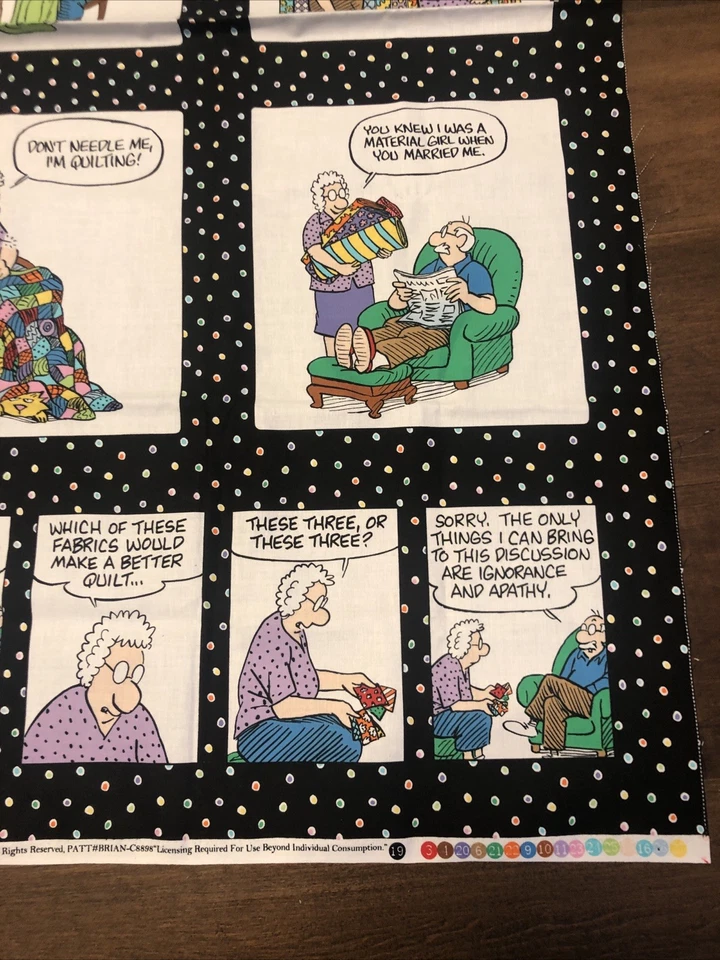 Panel de tela de humor de edredón Pickles punto negro de Timeless Treasures 23x46 nuevo Foto 3 de 4