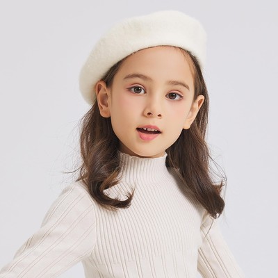 3934 Classic Wool Beret Soild Color Artist Hat For Infants And Toddlers Amazon.com: TopTie Kids Wool Beret Classic French Beret Dome  main image 3