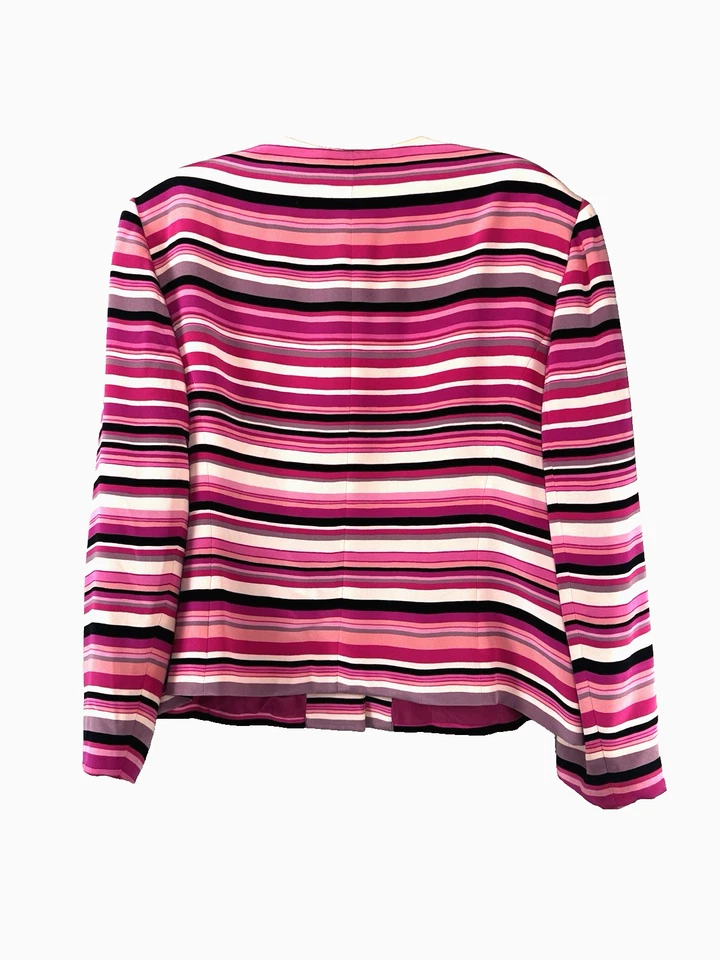 Blusa Blazer Jones NY DE COLECCIÓN Rosa Rayas Seda 16 Tranquila Lujo Oficina Grandmacore Foto 2 de 4
