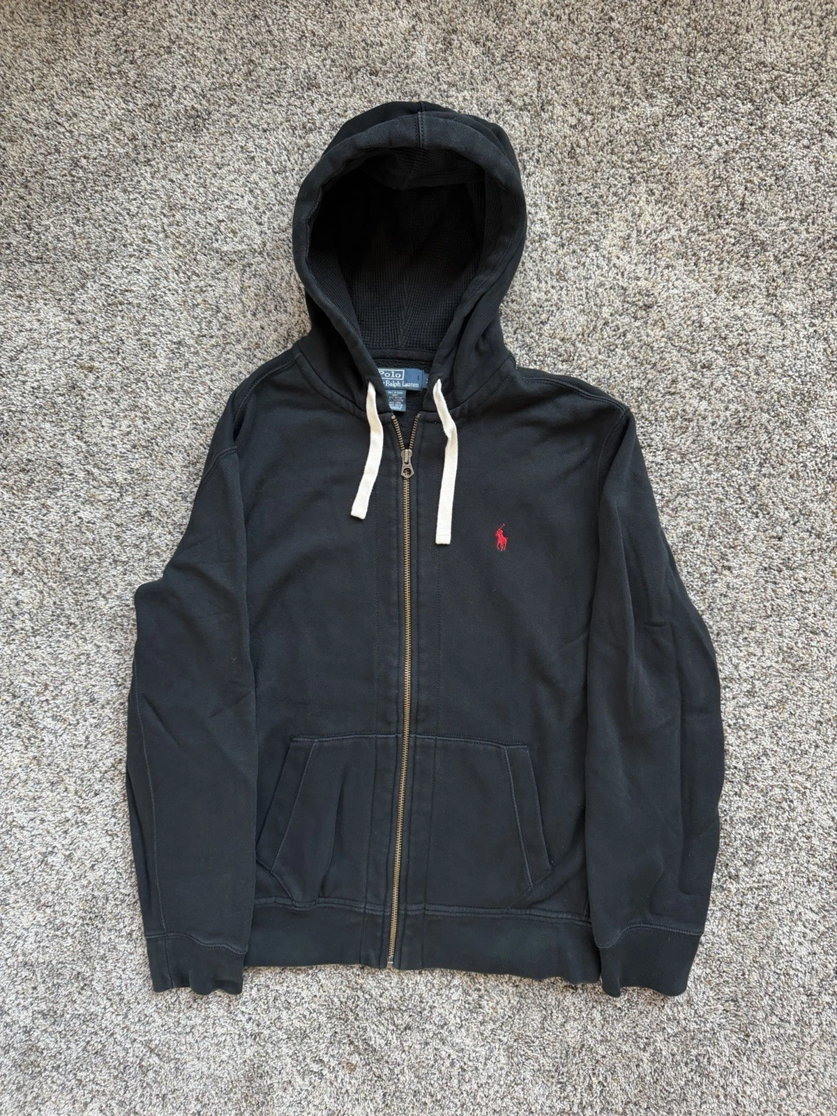 Polo Ralph Lauren Hoodie Men’s Small Zip Up Thermal Lined Hood Pony Logo Fleece