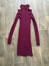 Caren Sport Burgundy Solid Knit Sweater Dress Turtleneck Long Sleeve Midi 1X