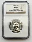1962-P Washington Silver Quarter 25C NGC MS66 BU UNC Philadelphia US Coin BM1