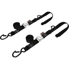 Powertye 1 1/2" Ratchet Soft-Tye Tiedowns With Latch Hooks - Black -