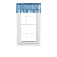 Ellis Stacey 1.5" Rod Pocket Solid Color Ruffled Filler Valance 54"x13" Slate