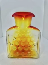 Vintage MCM Blenko Glass Hojo 384 Water Bottle In Tangerine Stunning