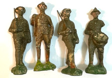 Vintage TRICO Toy Soldiers WWI U.S. Army 1930's Composition JAPAN 4" LOT of 4