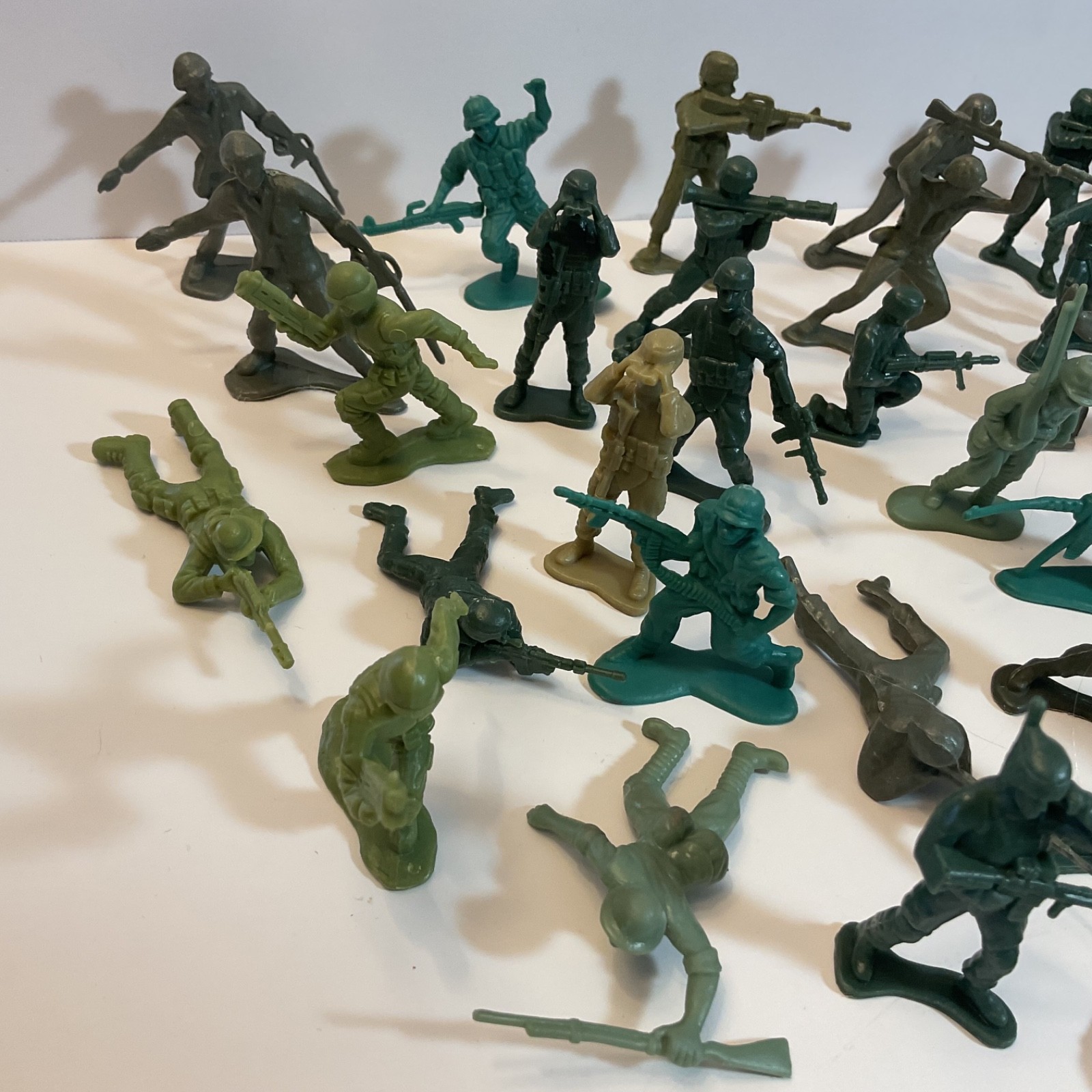 Army Men Soldiers 2" Tall Plastic Figures Green & Gray Mixed Lot of 40