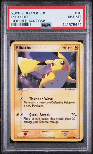 2006 POKEMON EX HOLON PHANTOMS #78 PIKACHU PSA 8