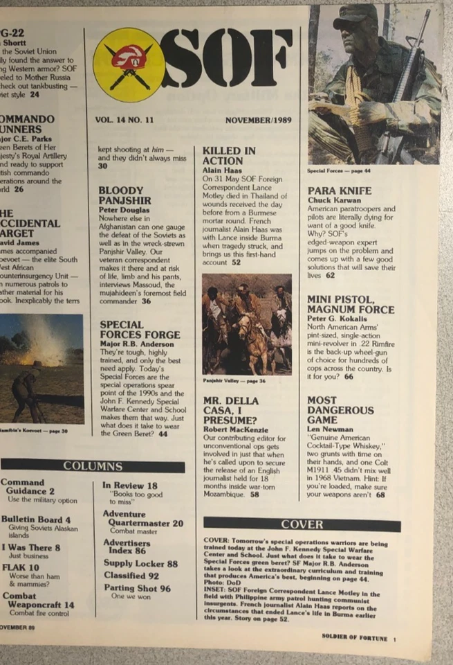SOLDIER OF FORTUNE Magazine November 1989 - Image 2 of 3