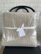 Pottery Barn Pick-Stitch Handcrafted Cotton Linen Full/Queen Quilt - Flax - NEW