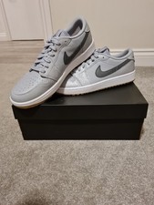 Nike Air Jordan 1 Low Golf Shoes Wolf Grey/Iron Grey-White, UK Size 9