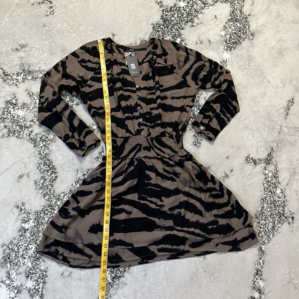 Rails Dress Womens Size M Jasmine Mocha Bengal Long Sleeve Smocked Waist - Image 3 of 4
