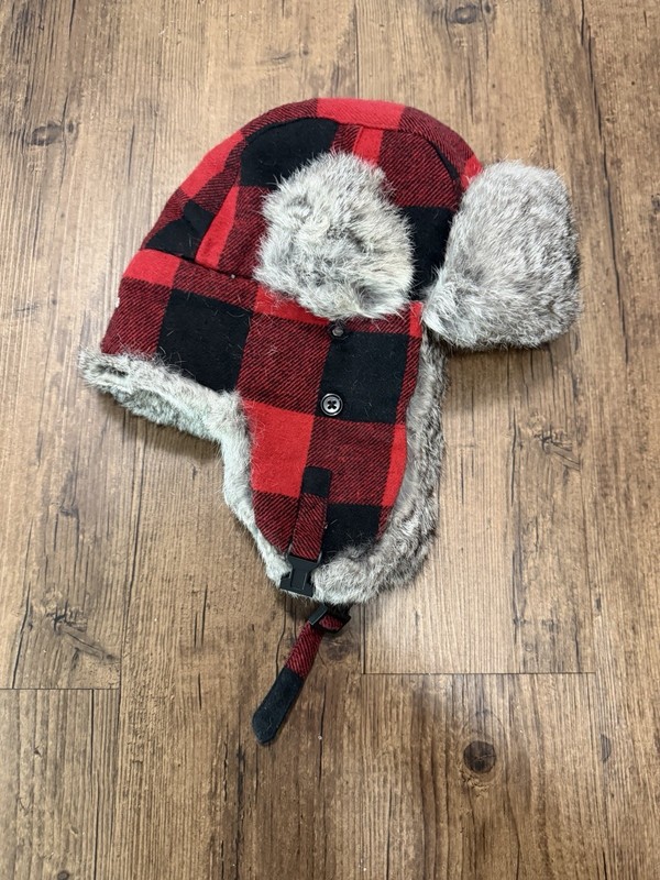 Yukon Tracks Rabbit Fur Trapper Hat Size L Red Buffalo Check