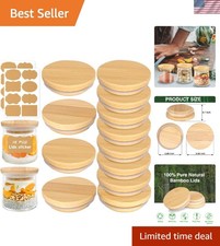 Oui Yogurt Jars Lids: 12 Pack of Natural Bamboo Wooden Lids with Silicone Sea...