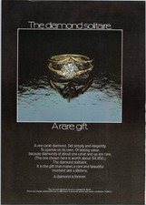 De Beers Vintage Magazine Ad Diamond Solitaire Ring Black Gold 1980