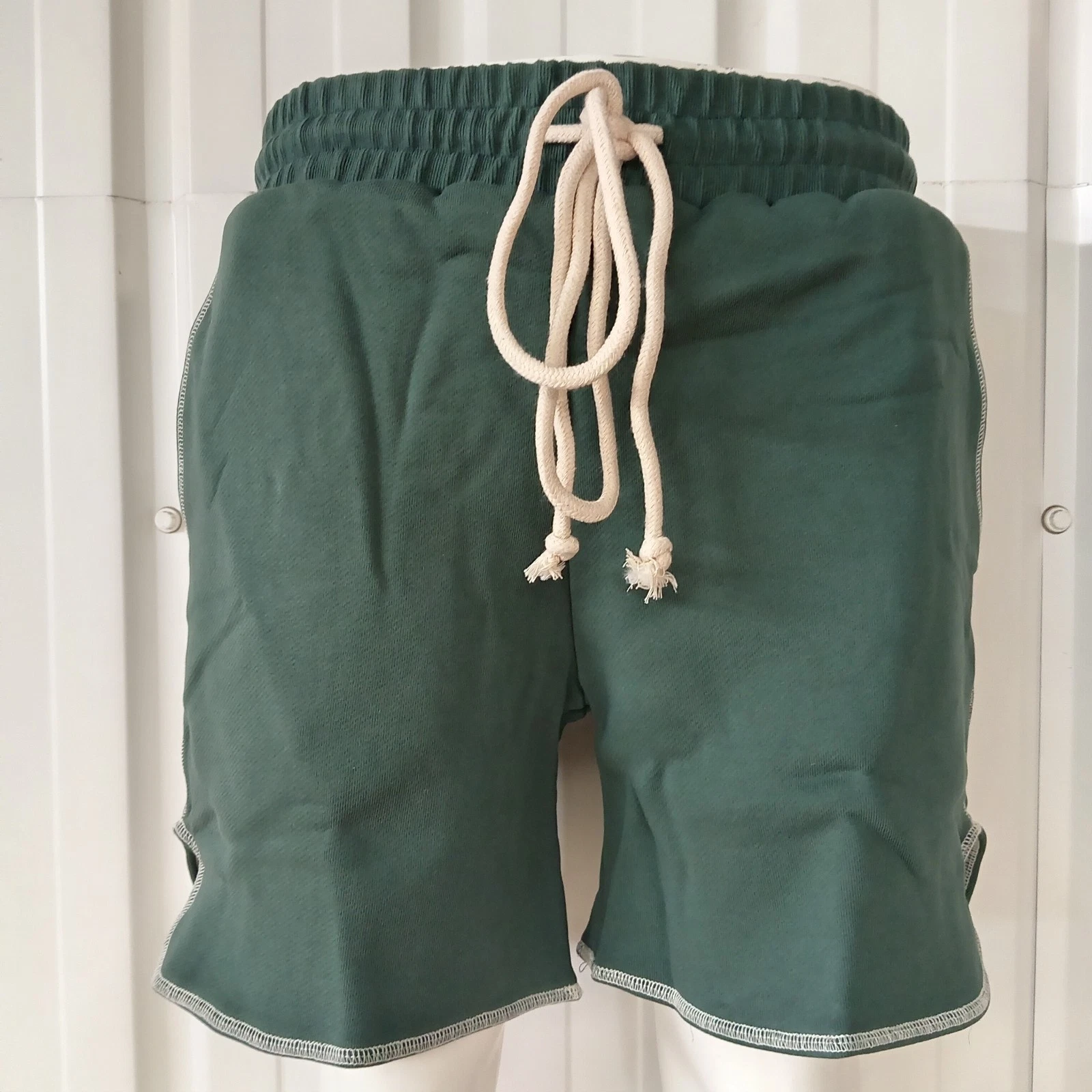 Illicit Bloc Overlock Running Shorts Bottle Green 470GSM 100% Cotton L/XL/XXL