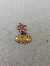 Illinois Violet Flower Gold Tone Vintage Lapel Pin Made in USA