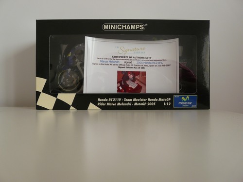 MINICHAMPS 1:12 MARCO MELANDRI 2005 SIGNED RC211V HONDA MOVISTAR 122051033