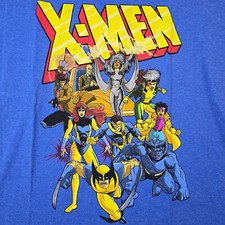 X-MEN SHIRT MENS Extra Large XL BLUE Wolverine Storm 90s ANIMATED Marvel NWT