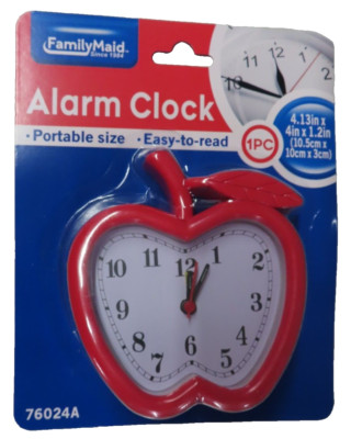 FamilyMaid Alarm Clock Portable Size Apple Shaped  RED #76024A  NEW